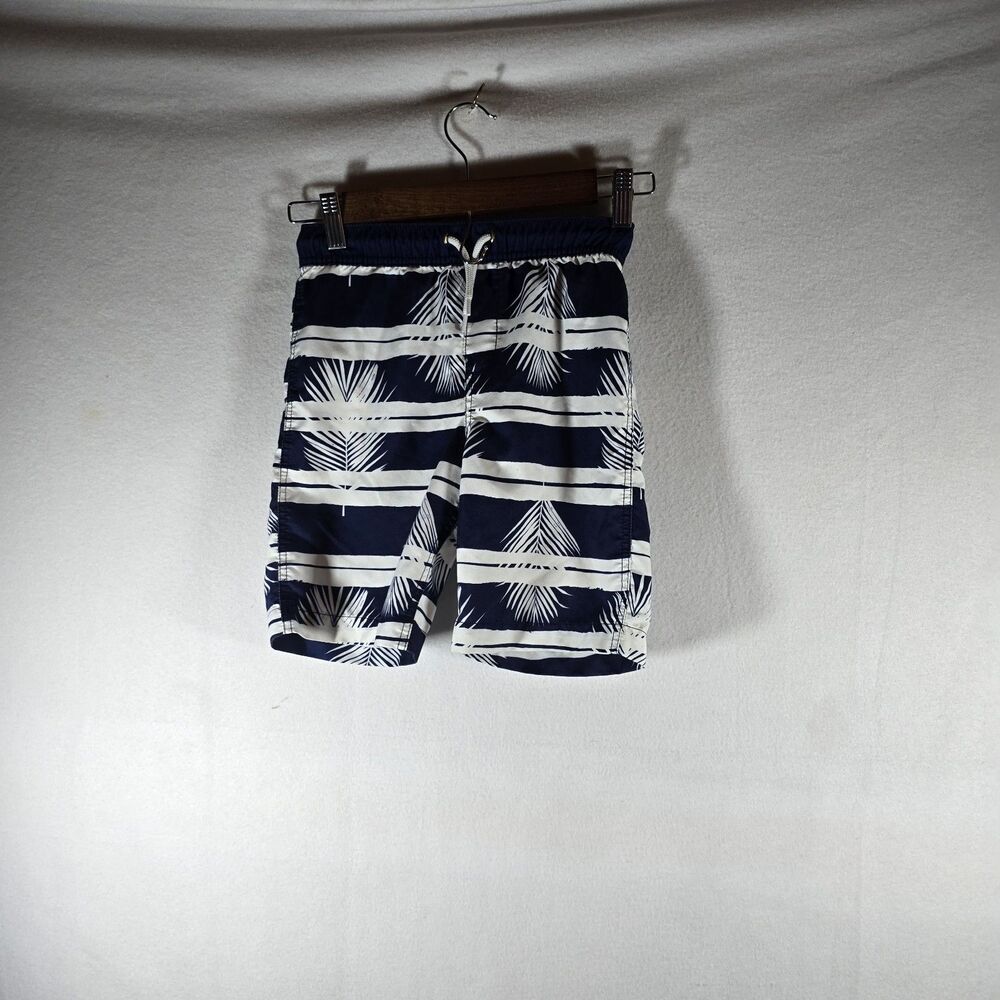 Lands' End Boys White & Blue Colorblock Swim Trunks Size M 8